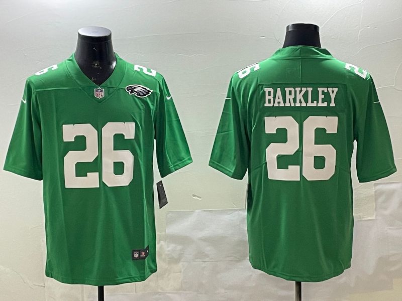 Men Philadelphia Eagles #26 Barkley Green Throwback 2025 Nike Vapor Limited NFL Jersey style 4